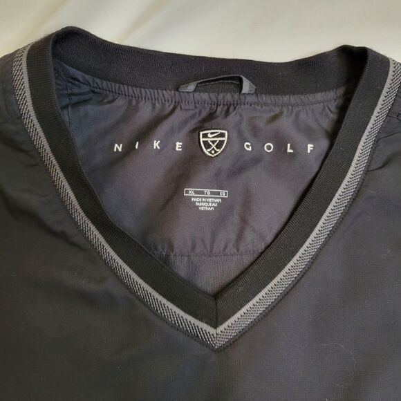 NIKE GOLF XL black gray vneck windbreaker wind shirt w/ POCKETS EXTRA LARGE - Picture 6 of 7